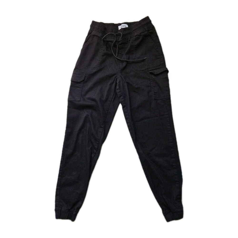 Telepatía Cargo Jogger Pants Womens 3/26 Black Drawstring Utility Casual EUC